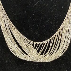 STERLING SILVER STATEMENT BIB NECKLACE FINE 925 6193